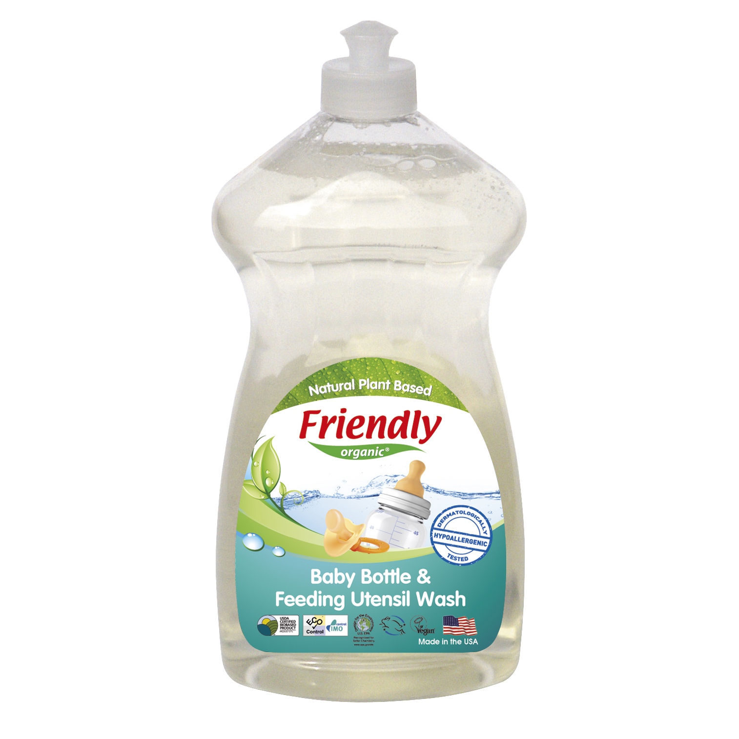Friendly Organic® Detergent Vase & Biberoane Fără Miros & Fără Gust -739 ml                                                                                                                                          